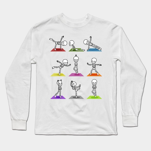 Skull Yoga Long Sleeve T-Shirt by Saamdibilquraniart